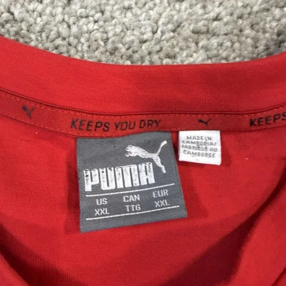 Puma Crewneck Sweatshirt XXL Red Athletic Training Pullover Textured Mesh Panels - Picture 2 of 9
